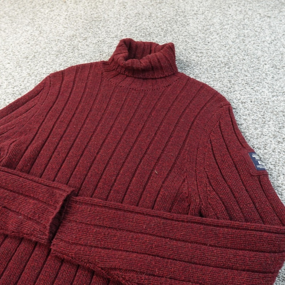 VTG Abercrombie Fitch Sweater Mens L Red Lambswool Turtleneck Knit Muscle‎ Y2K
